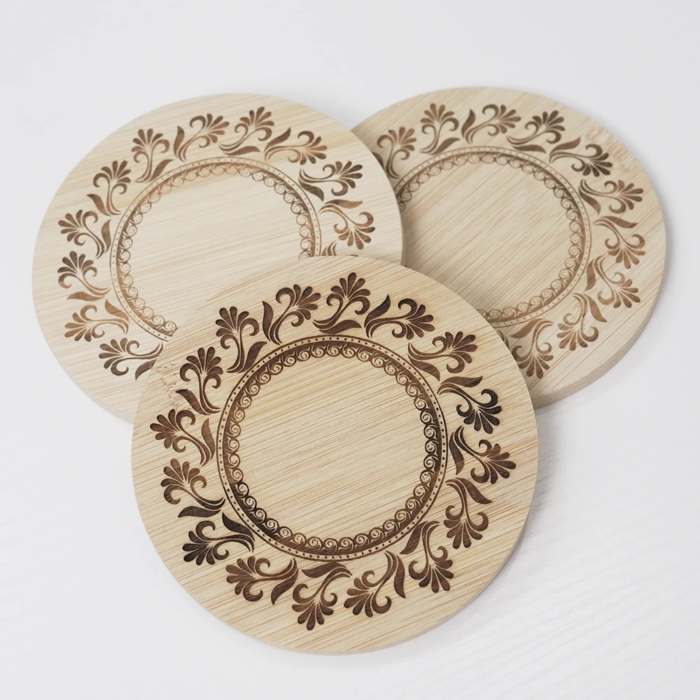 10pcs Round Bamboo Wine Glass Topper Red Wine Splashing Coasters Wine Glass Charcuterie Board Topper Dual-Use Bamboo-Coasters