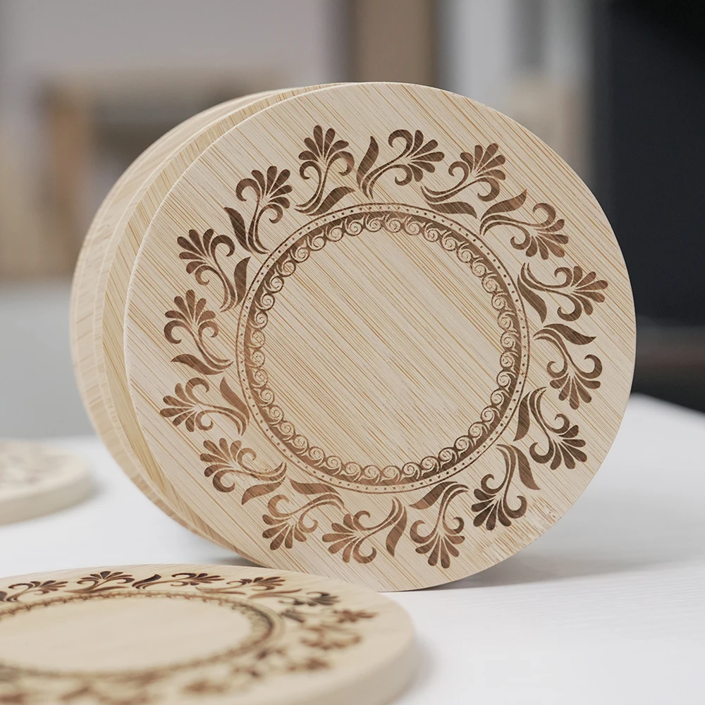 10pcs Round Bamboo Wine Glass Topper Red Wine Splashing Coasters Wine Glass Charcuterie Board Topper Dual-Use Bamboo-Coasters