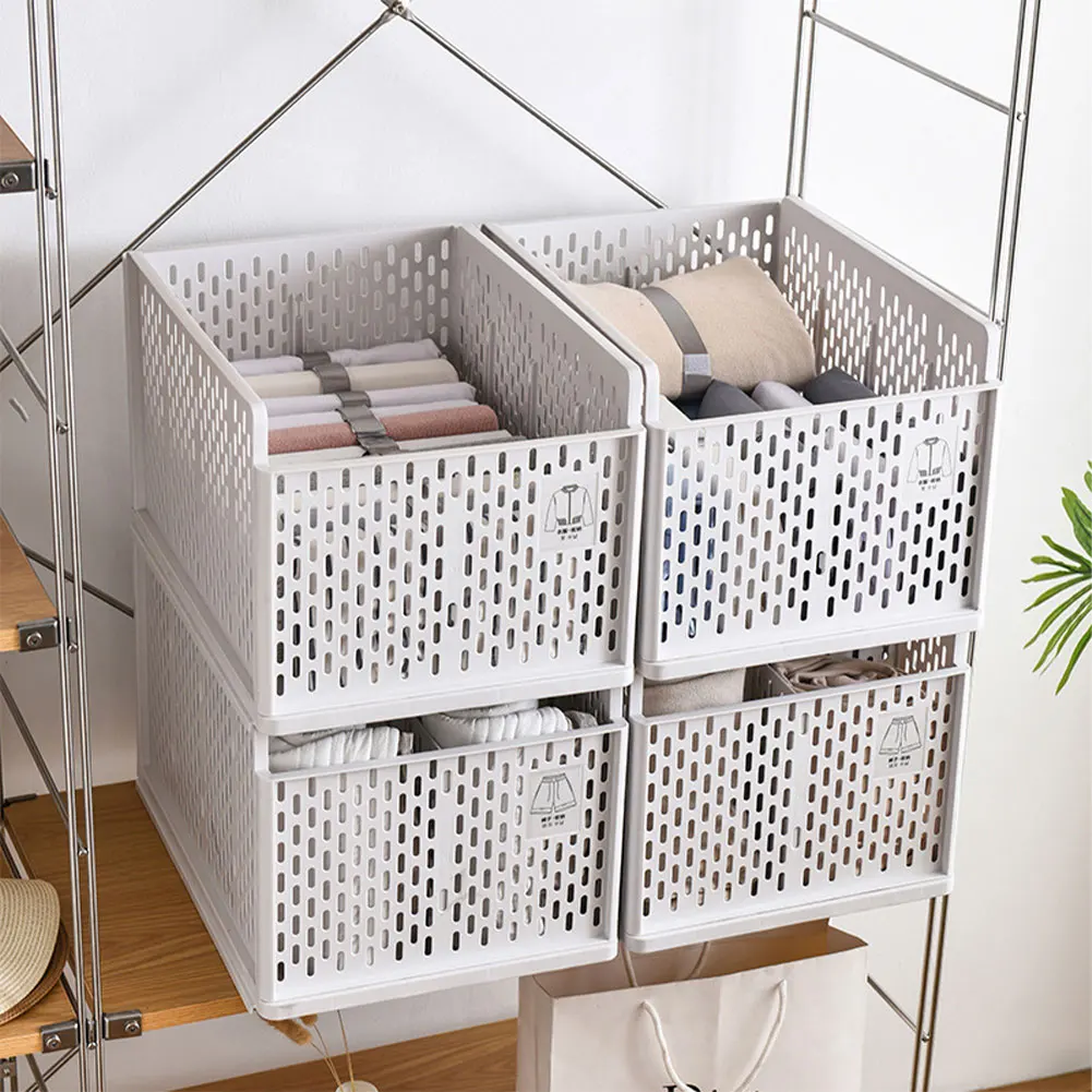 Voltsify Plastic Stackable Clothes Storage Basket Drawer Organizer
