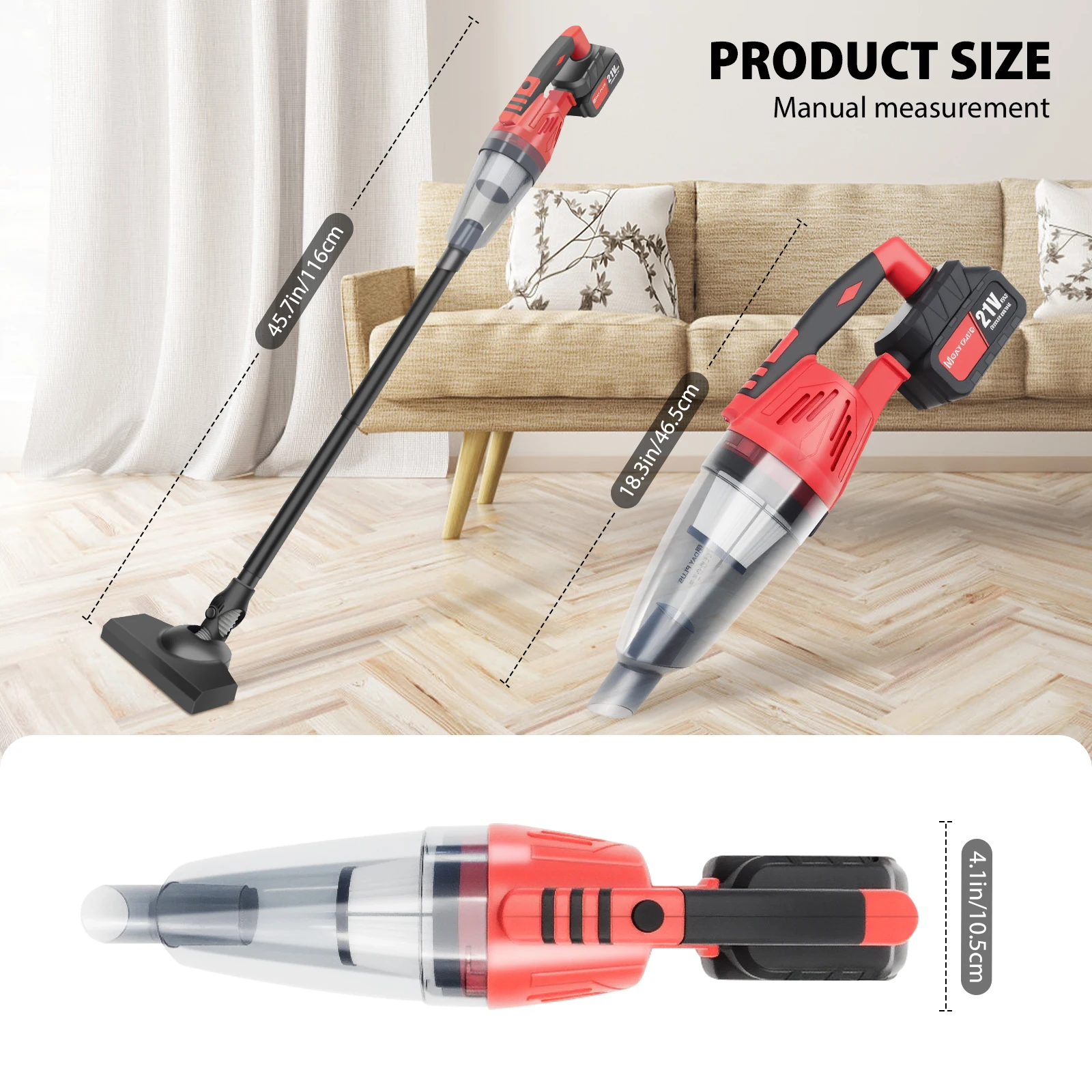 DayPlus Portable Car Cordless Vacuum Cleaner Powerful Suction Rechargeable Handheld Cleaner Quick Charge for Car Home Pet Hair