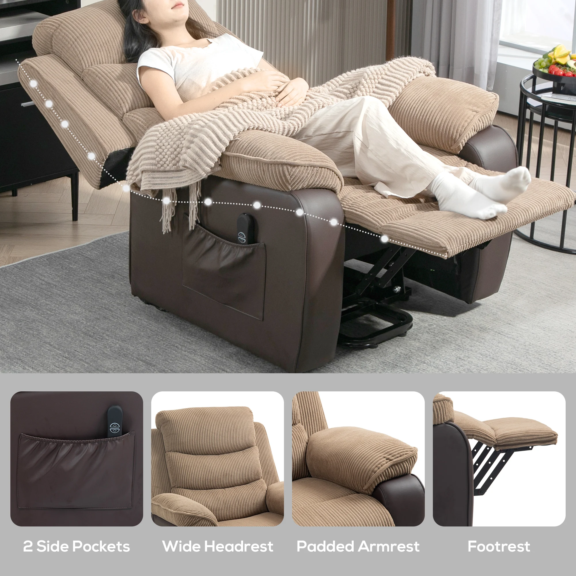 HOMCOM Power Lift Riser and Recliner Chair with Remote Control
