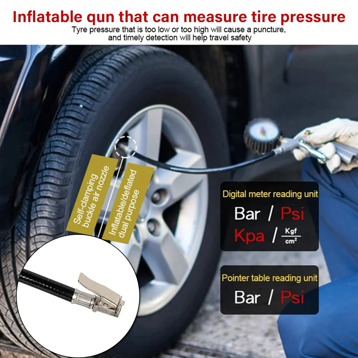 3 Pcs Air Compressor Recoil Hose Line Tool Car Tyre Inflator Duster Gun Kit UK