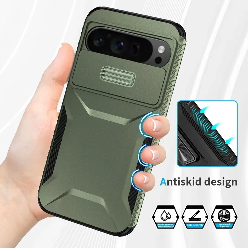 Case For Google Pixel 9 Pro XL Pixel9 Military Grade Antiskid Camera Lens Slide Cover Google Pixel 9 Pro Hard Cases Pixel9 Cover