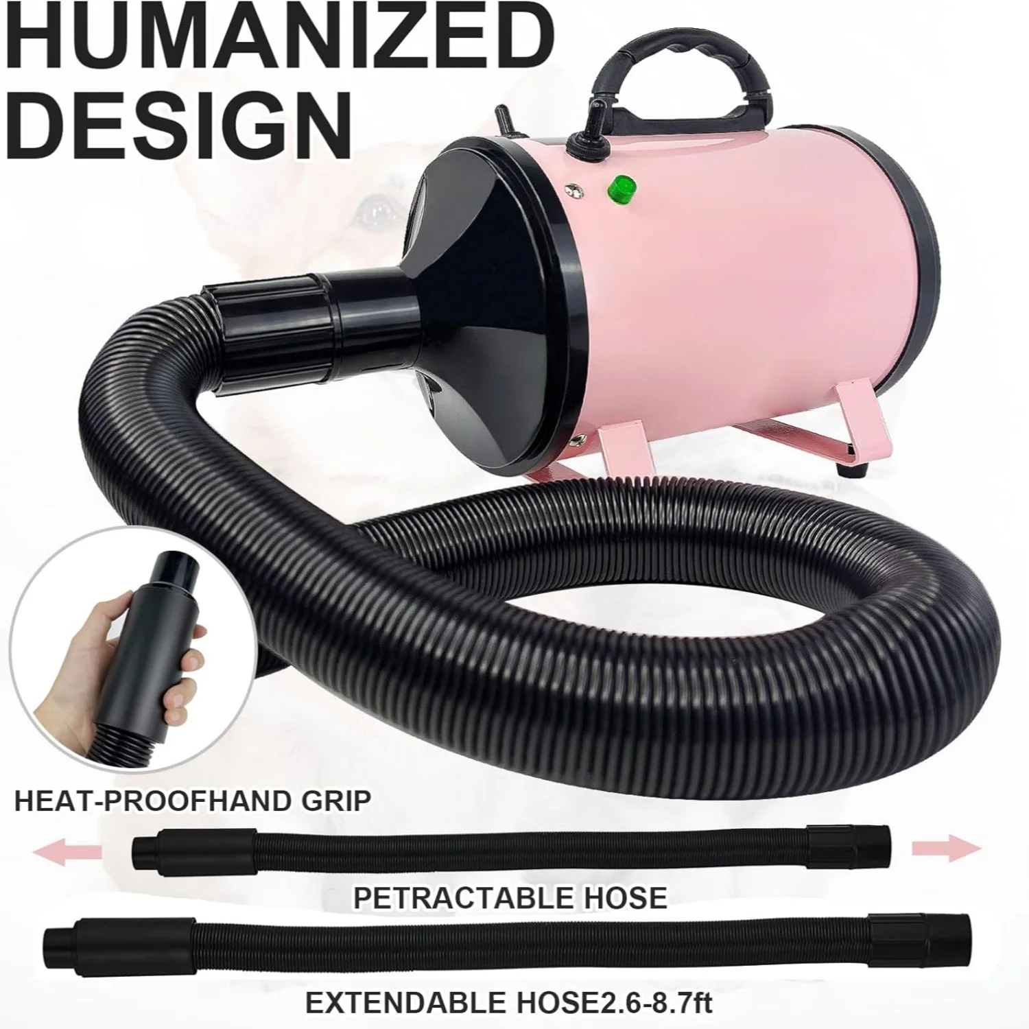 BRIEFNESS Multifunction Blower Electric Blower Portable Car Dryer Powerful Dryer Duster Pink with 3 Nozzles