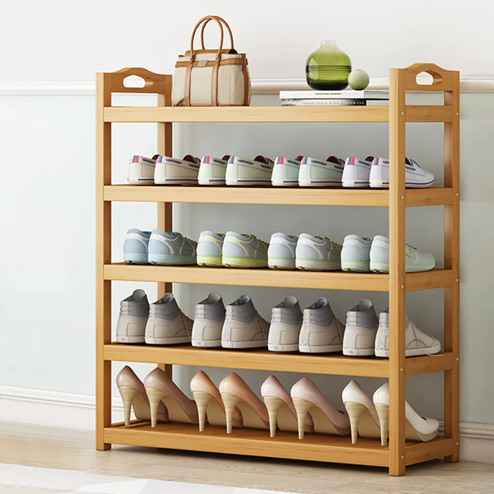 5 Tier Bamboo Shoe Rack Storage Storage Bamboo Shelving Unit Stand Organiser UK