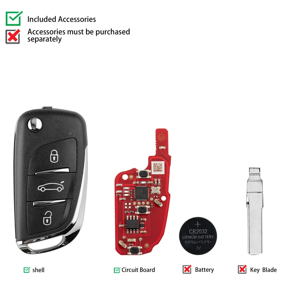 5PCS XHORSE XEDS21EN DS Style Super Remote Key 3 Buttons