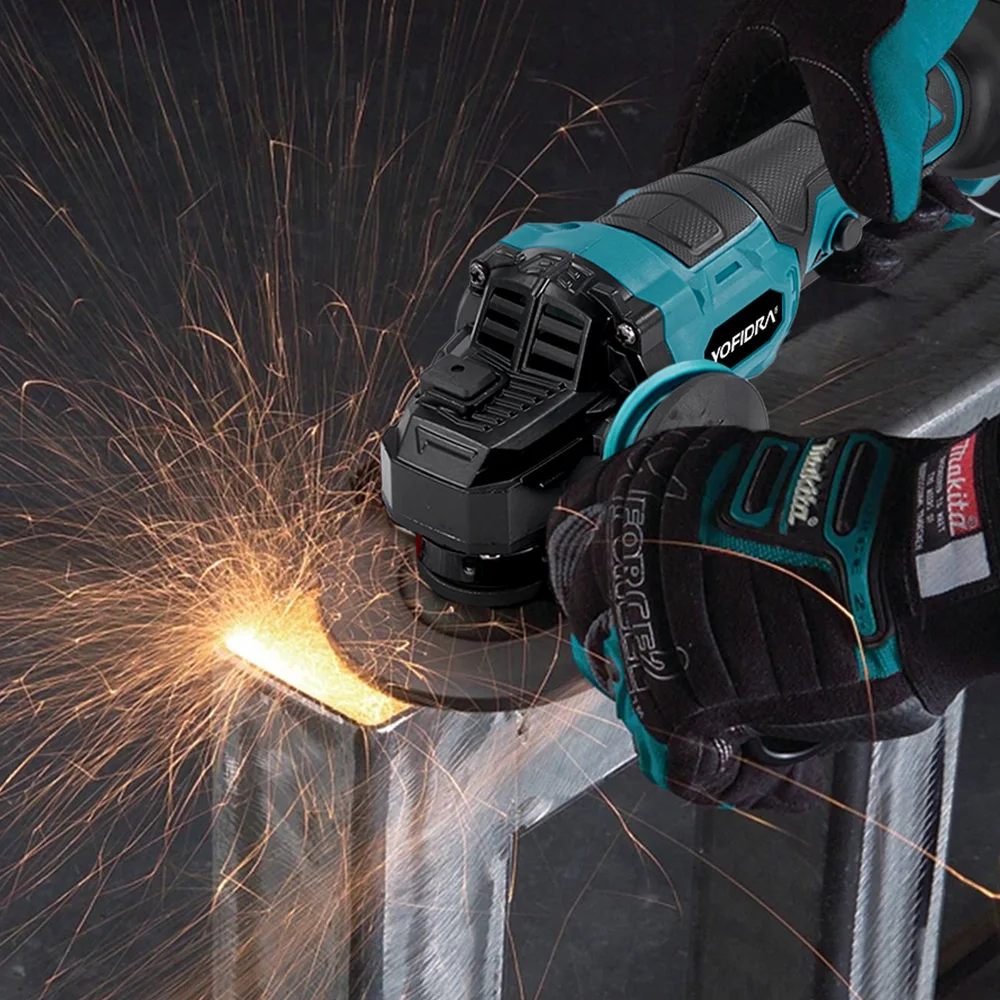 Yofidra 125mm M14 Brushless Angle Grinder 3 Gears Cordless Grinding Machine Cutting Woodworking Tool For Makita Battery Pin