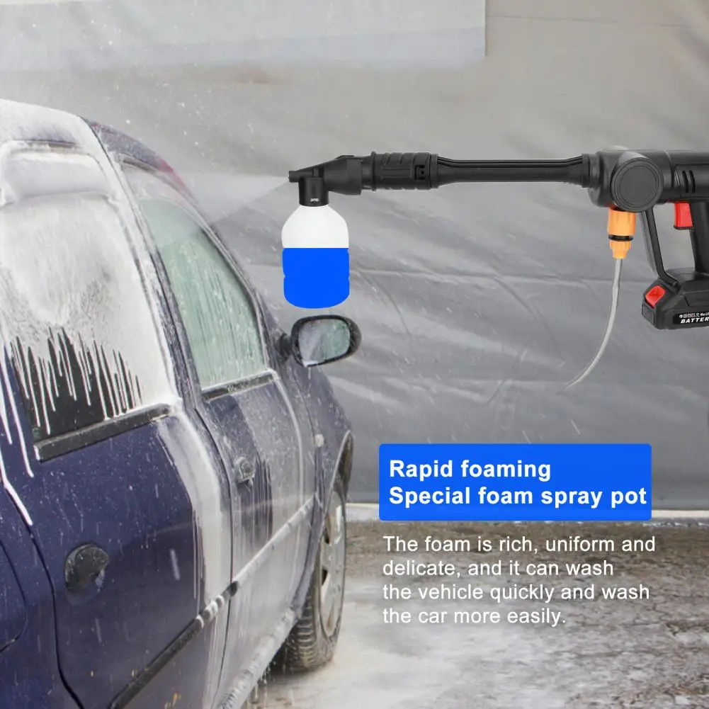 Cordless Car Washer Adjustable Nozzle 2 Batteries 1 Charger with Bucket Water Pipe 180w High Pressure Jet Water Wash Cleaner