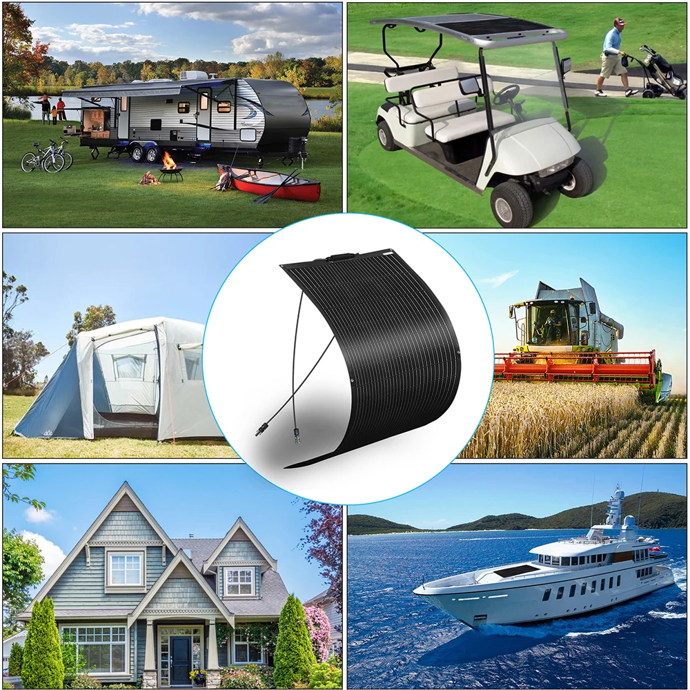 Flexible Solar Panel Kit Monocrystalline Cell PV 120W 240W 24V 12V For Battery Home Boat Marine RV Cabin Van Car Uneven Surfaces
