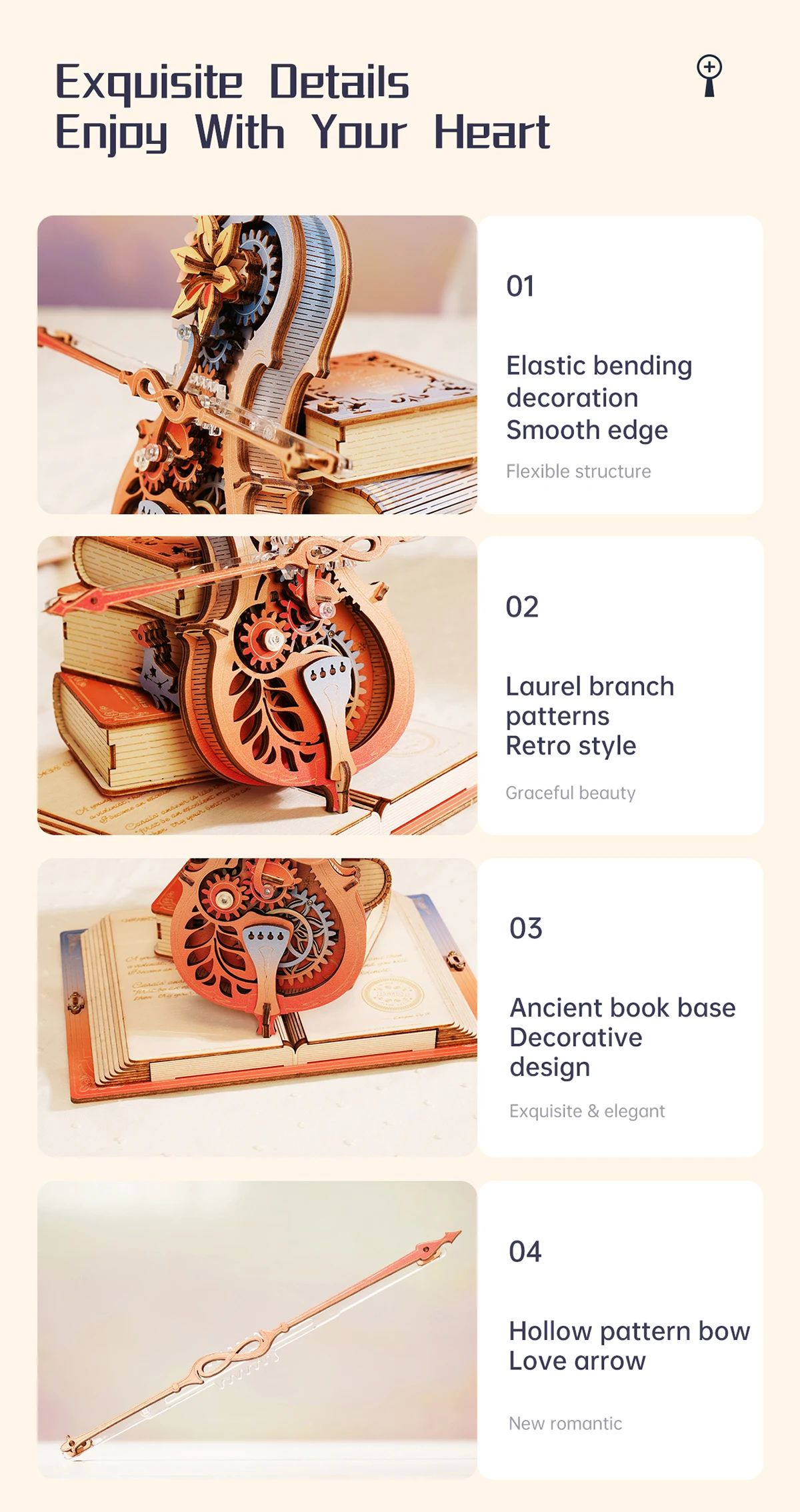 Robotime Rokr 3D Wooden Puzzle Symphony of Gorgeous Dreams Mechanical Music Box Pre-colored Design Gift for Family Kids BuildToy