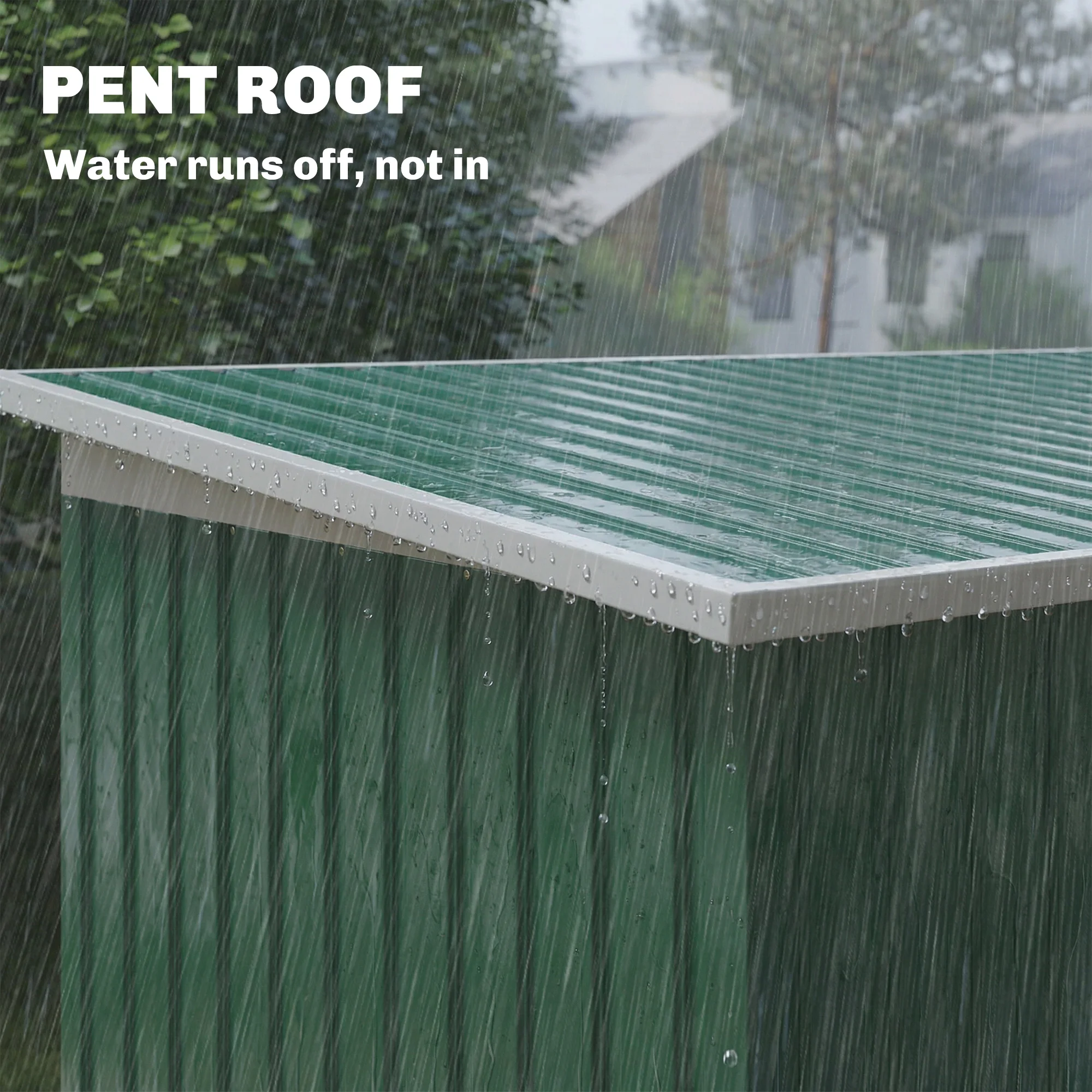 Garden Storage Shed Store Metal Roof Building, Dark Green