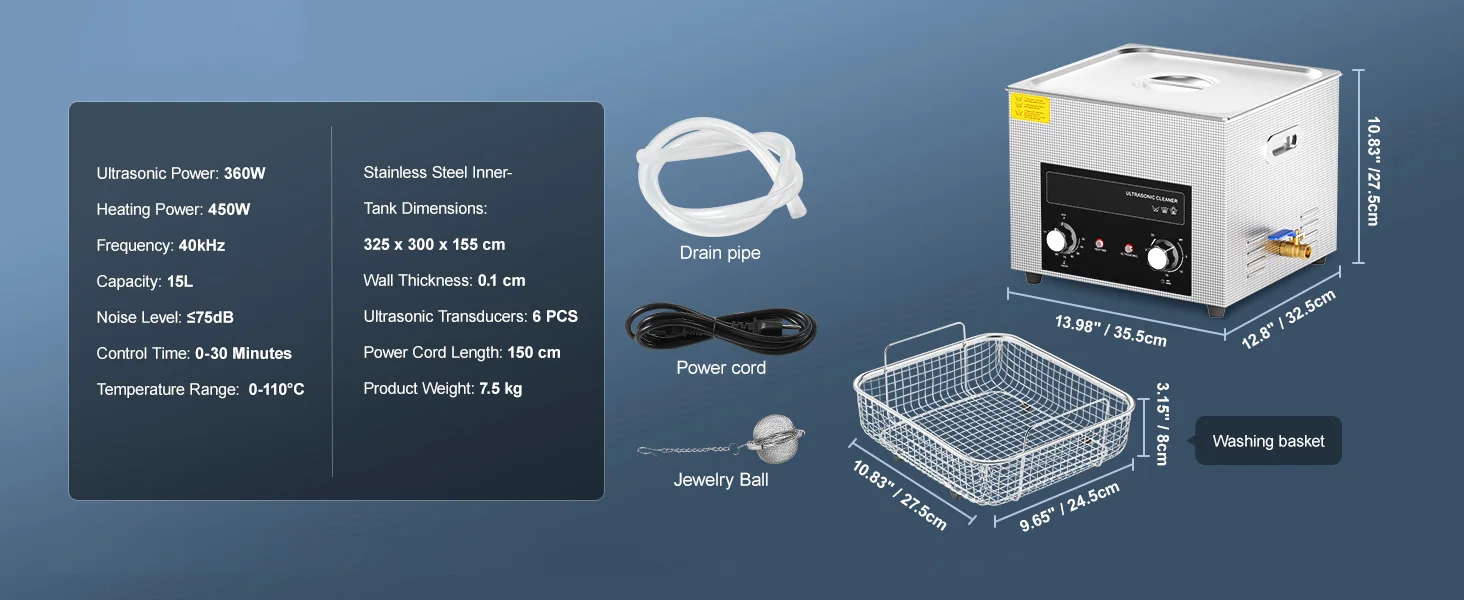 SucceBuy 2/3/6/10/15/30L Ultrasonic Cleaner with Heater Timer for Lab Tools Metal Parts Carburetor Brass Auto Parts Engine Parts