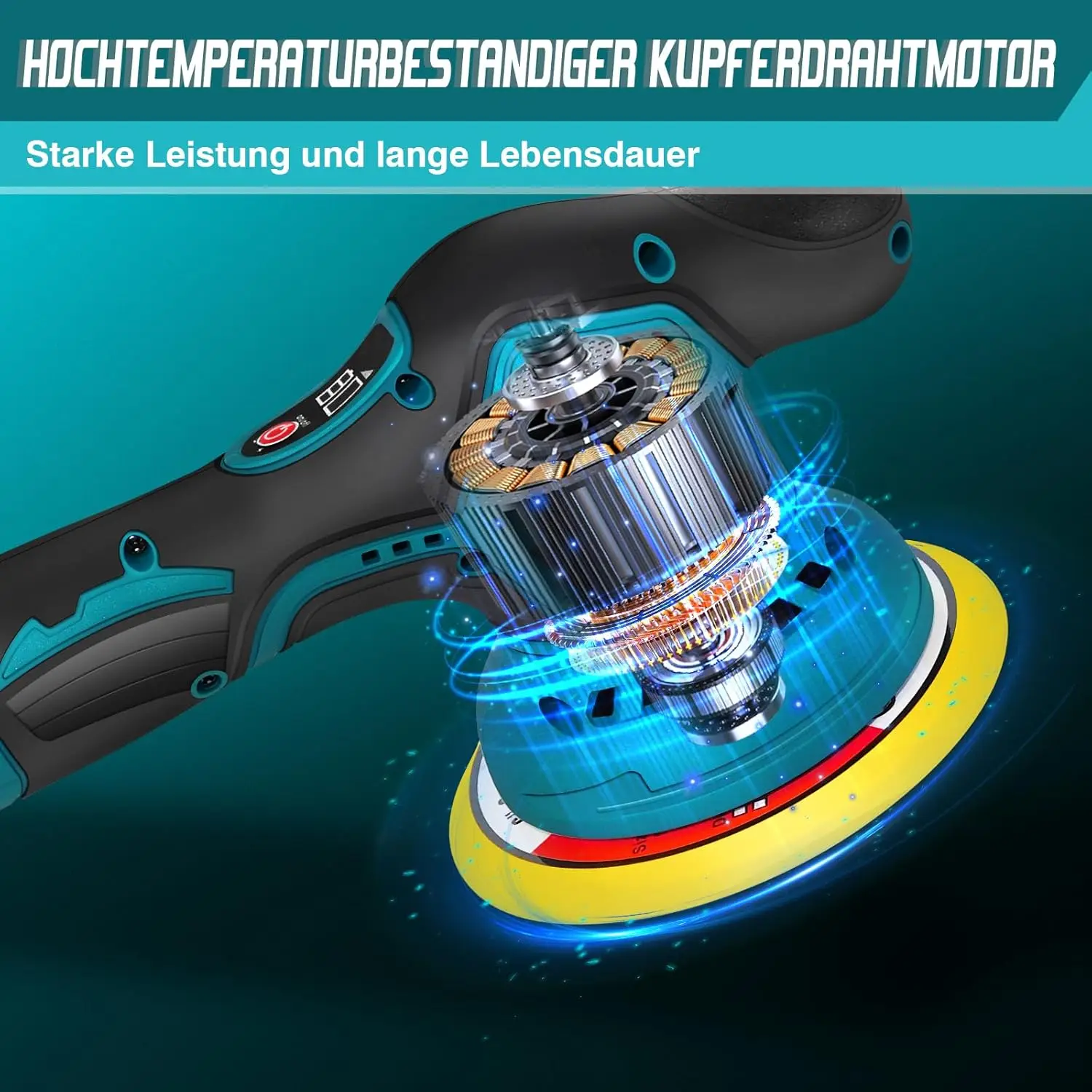 BRIEFNESS Car Polisher Set Battery Waxer Car Buffer Electric Polisher 2800-5500 RPM 6 Variable Speeds Car Detailing Car Cleaning