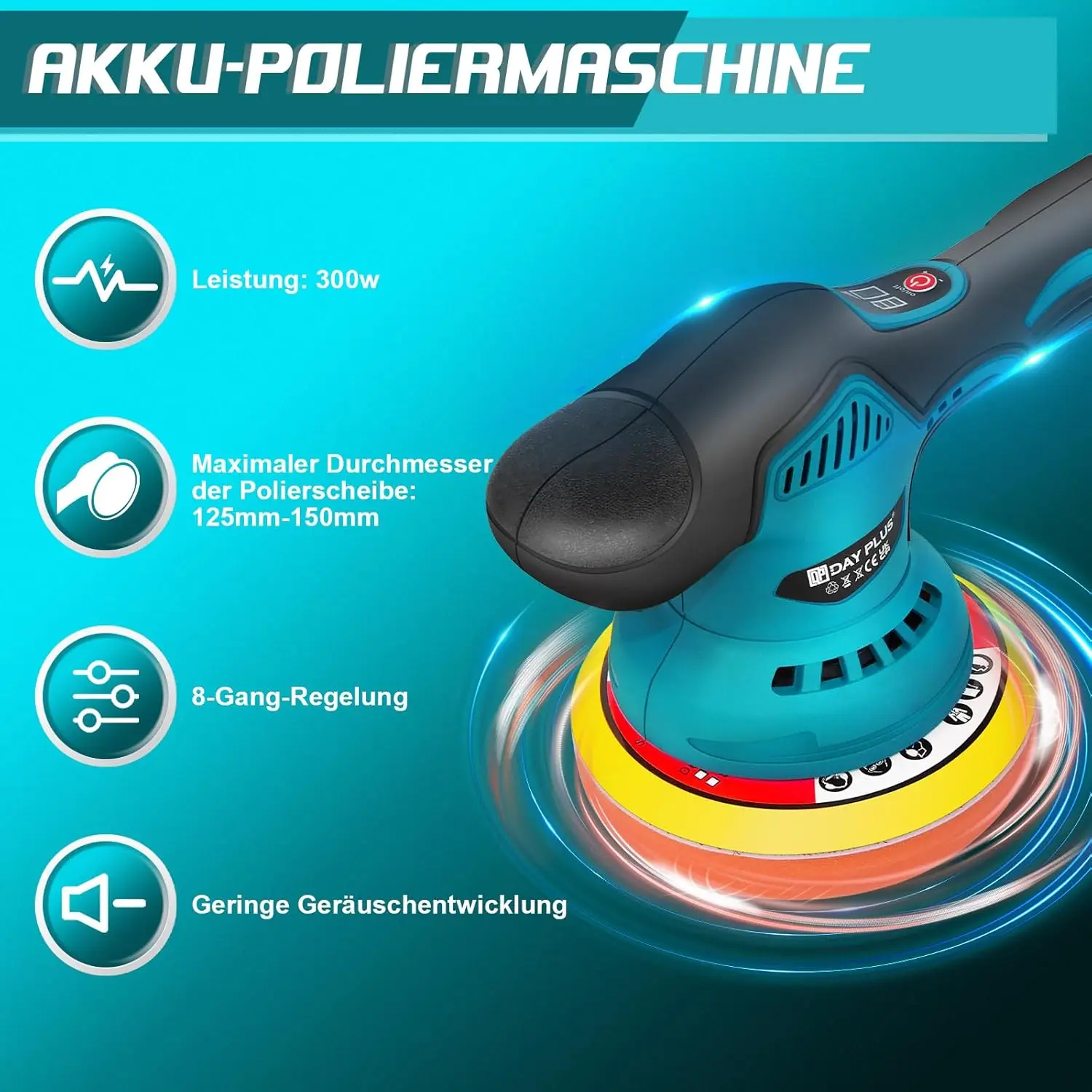 BRIEFNESS Car Polisher Set Battery Waxer Car Buffer Electric Polisher 2800-5500 RPM 6 Variable Speeds Car Detailing Car Cleaning