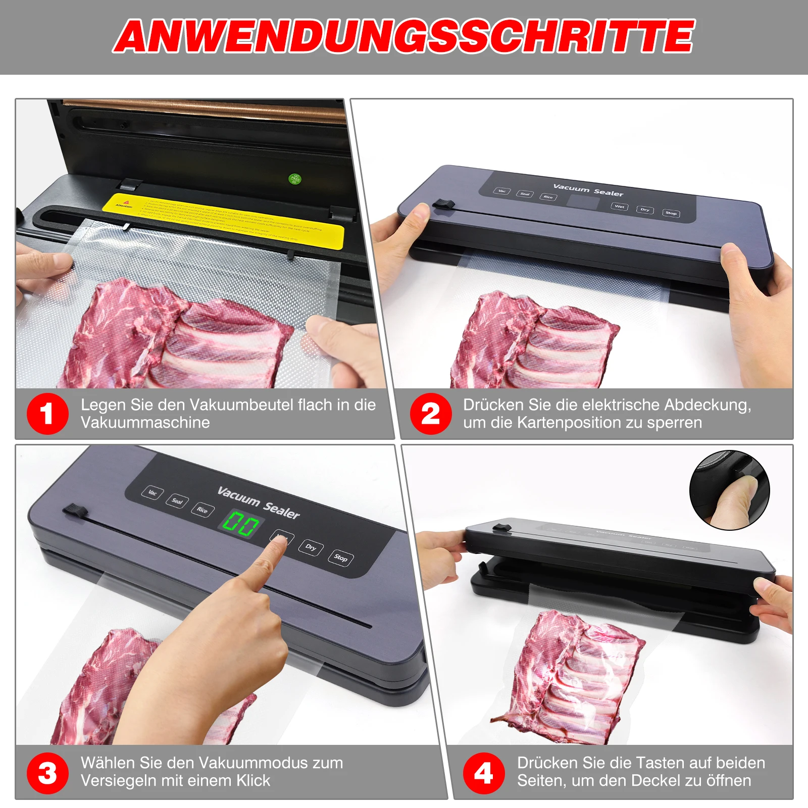 Vacuum Electric Sealing Machine Automatic Vacuum Sealer 60kpa Vacuum Food Sealer Dry Wet Packing With 10 Free Sealing Bags