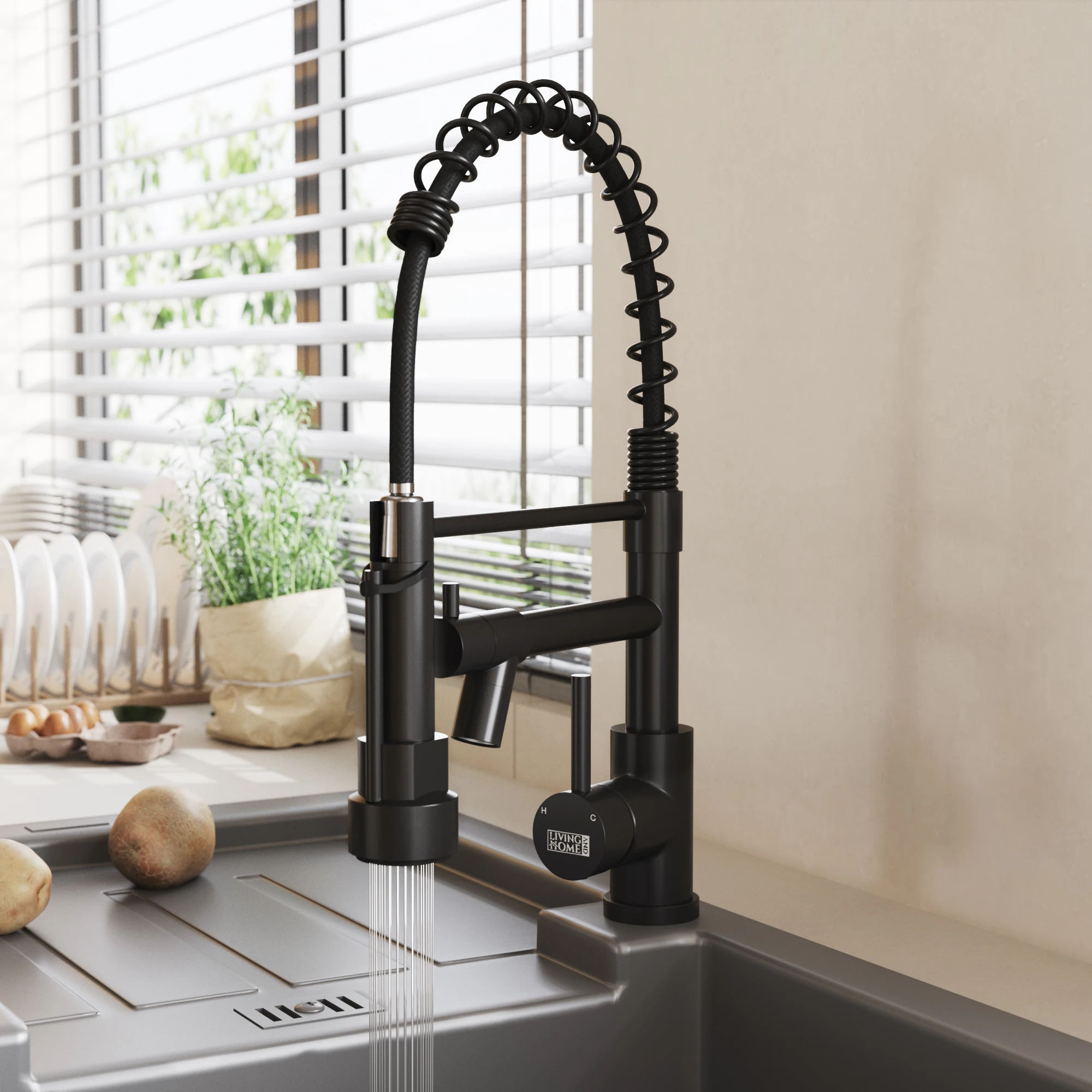 Modern Kitchen Faucet 304 Stainless Steel with Pull-Down Sprayer & Pot Filler, Chrome+Black/Gold Single Hole Installation