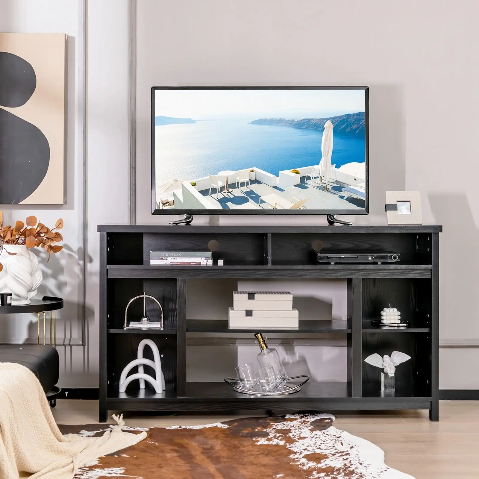 GOFLAME 58" TV Stand for TVs up to 65” Media Console Table w/Adjustable Shelf