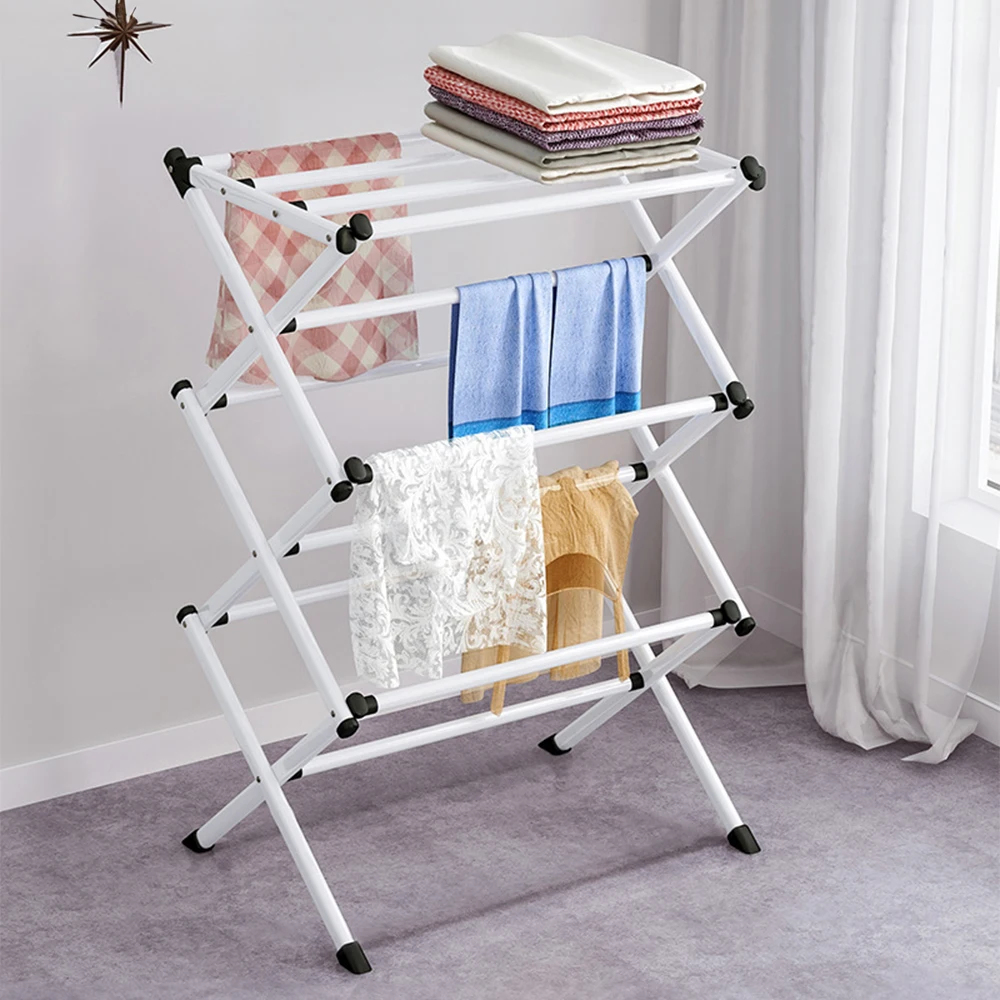 Voltsify Foldable Clothes Drying Rack Clothes Airer with Non-slip Feet, 63cm W X 39cm D X 98cm H