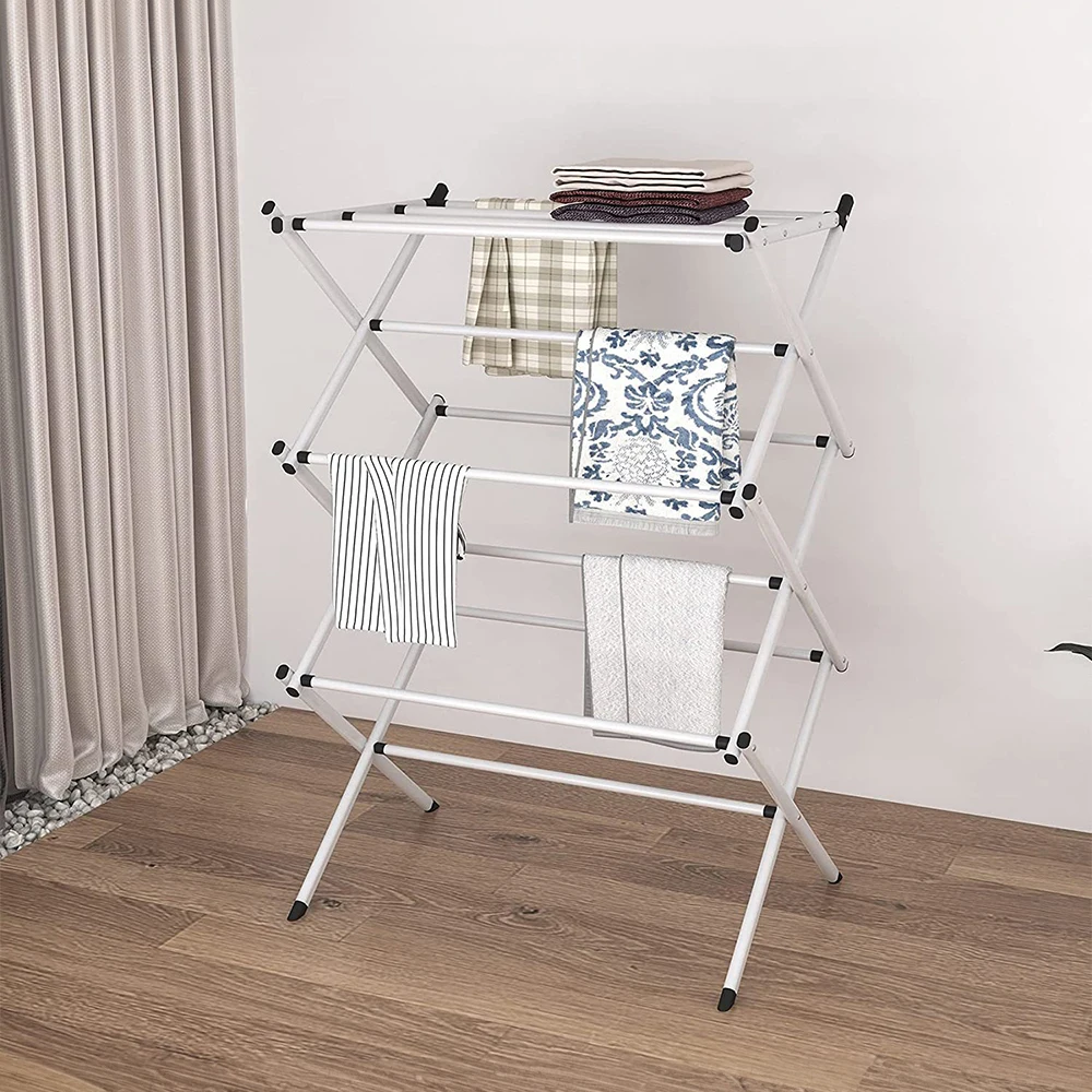 Voltsify Foldable Clothes Drying Rack Clothes Airer with Non-slip Feet, 63cm W X 39cm D X 98cm H