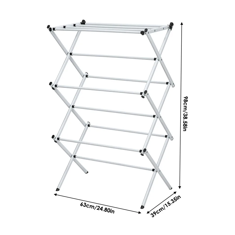 Voltsify Foldable Clothes Drying Rack Clothes Airer with Non-slip Feet, 63cm W X 39cm D X 98cm H
