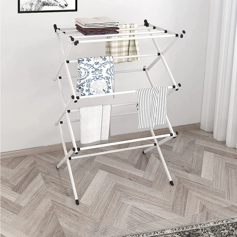 Voltsify Foldable Clothes Drying Rack Clothes Airer with Non-slip Feet, 63cm W X 39cm D X 98cm H