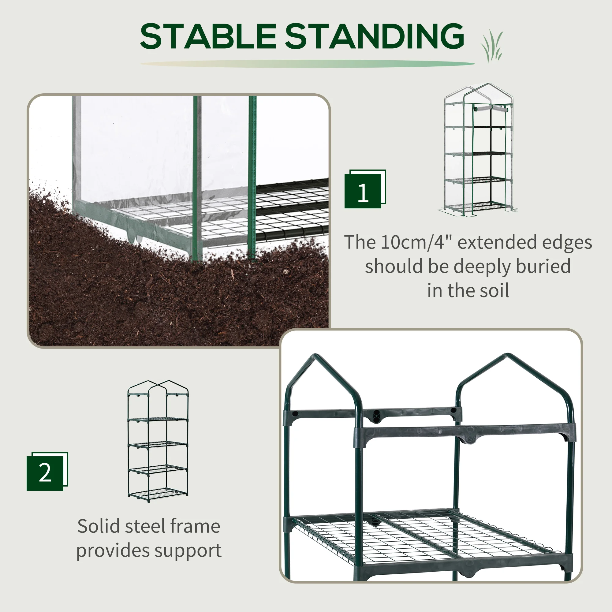 Portable 4-Tier Mini Greenhouse Plant Grow House Shed W/ Clear Cover Outdoor