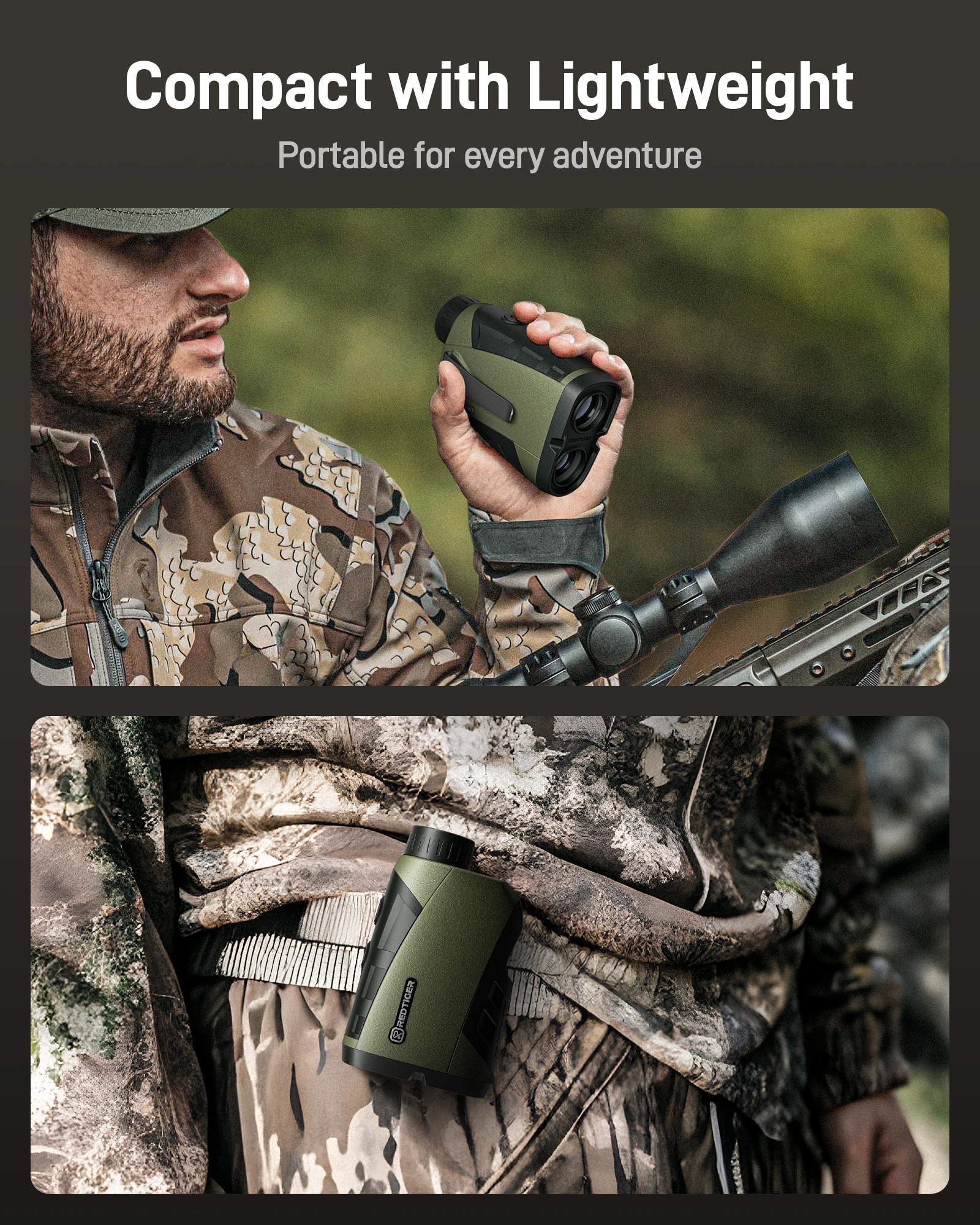 REDTIGER H002 Range Finder for Hunting, 1600 Yards Laser Rangefinder, 7X Magnification, Accurate on Angle&Speed Measure