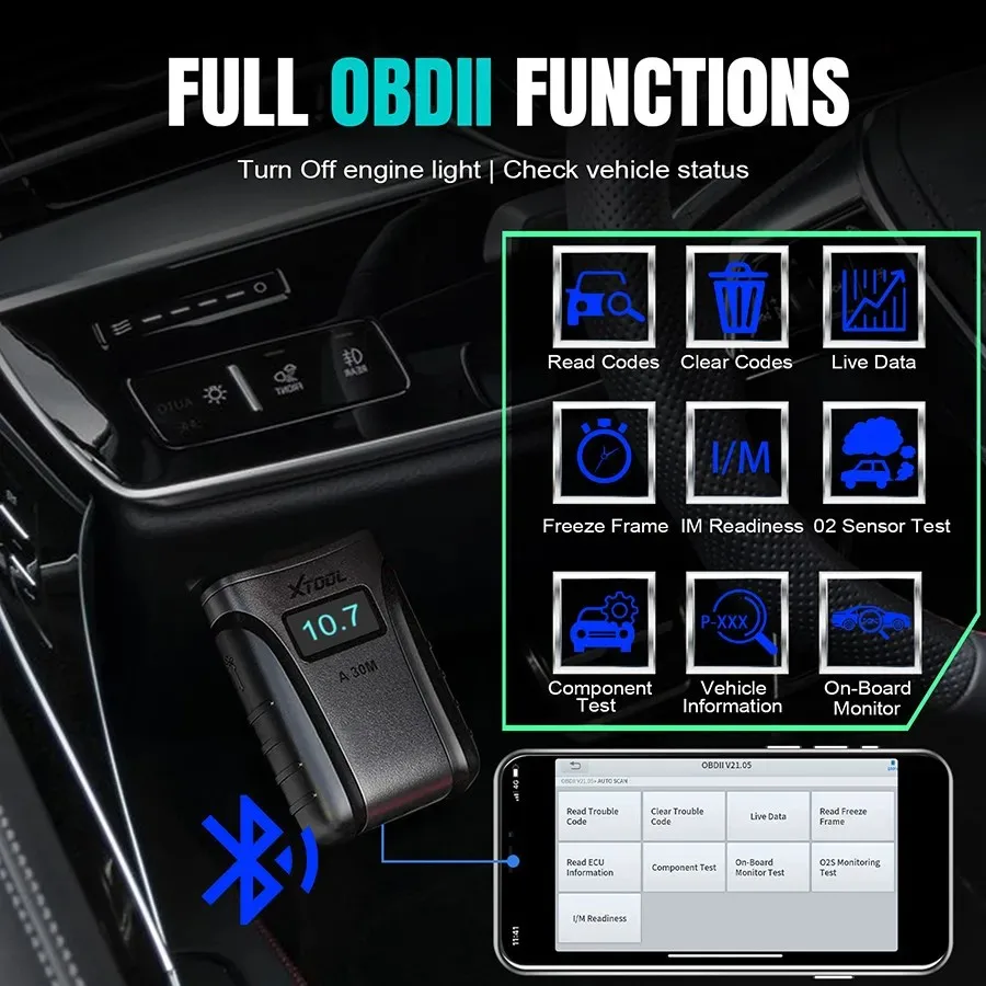 XTOOL A30M OBD2 Car Diagnostic Tool For Andriod/IOS Car Code Reader Full System Diagnostic Bi-directional Control Scanner