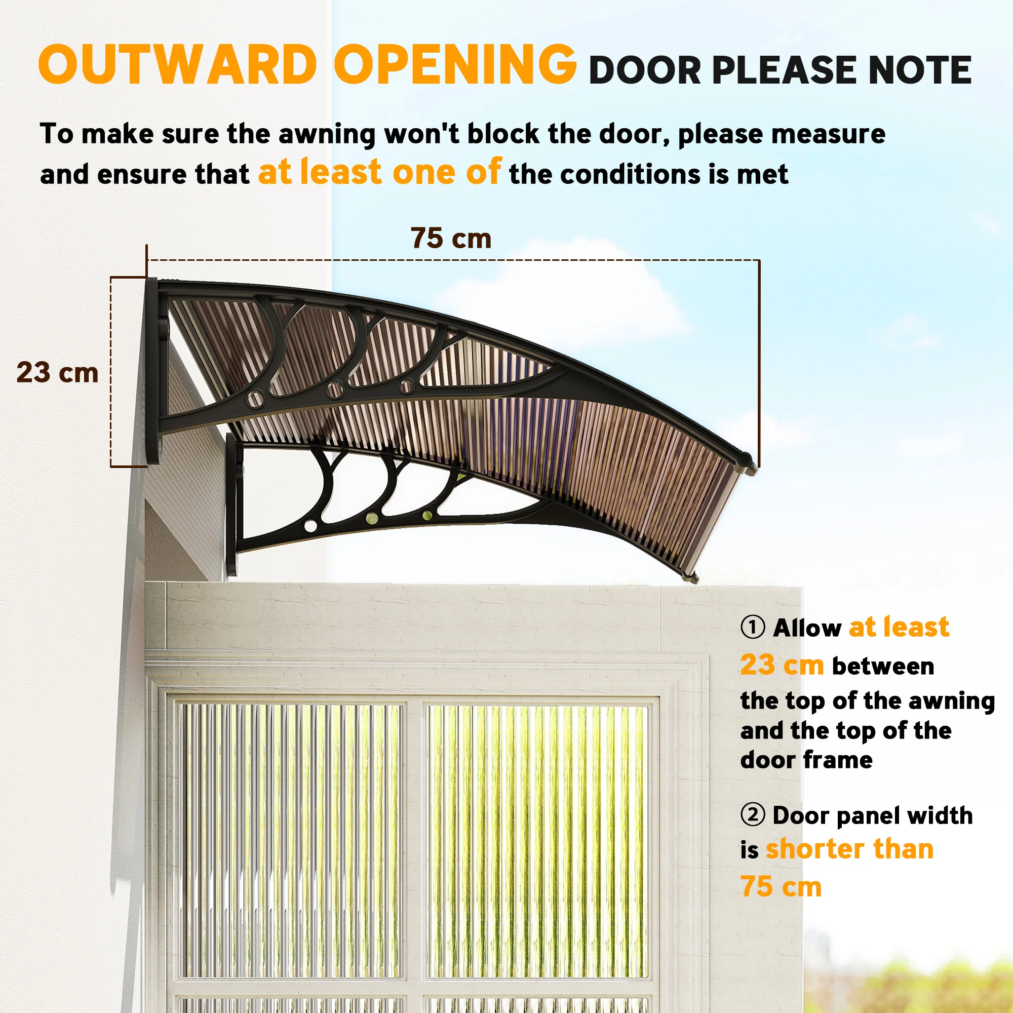 Outsunny Outdoor Window Door Canopy with Awning Porch UV Water Cover Brown