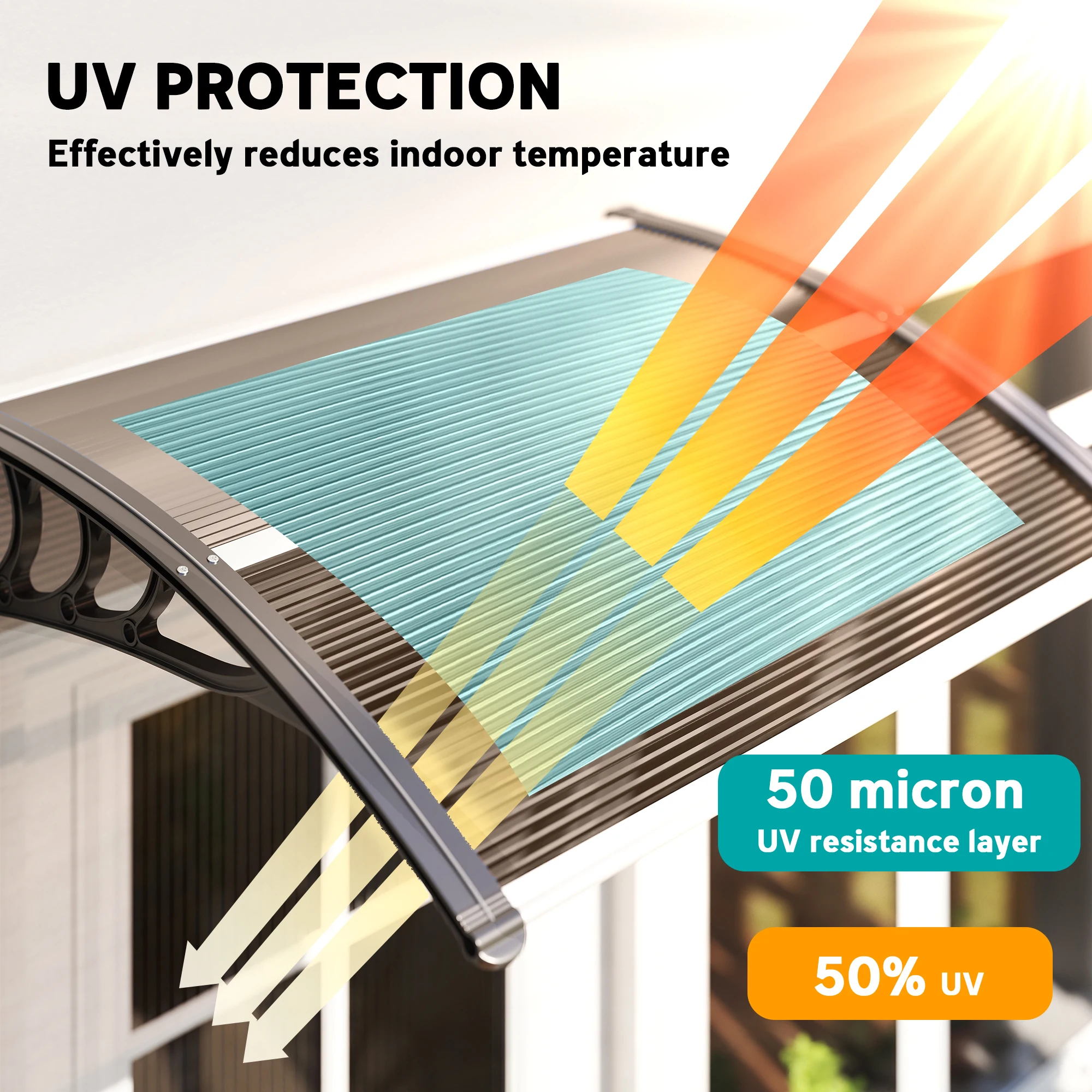 Outsunny Outdoor Window Door Canopy with Awning Porch UV Water Cover Brown