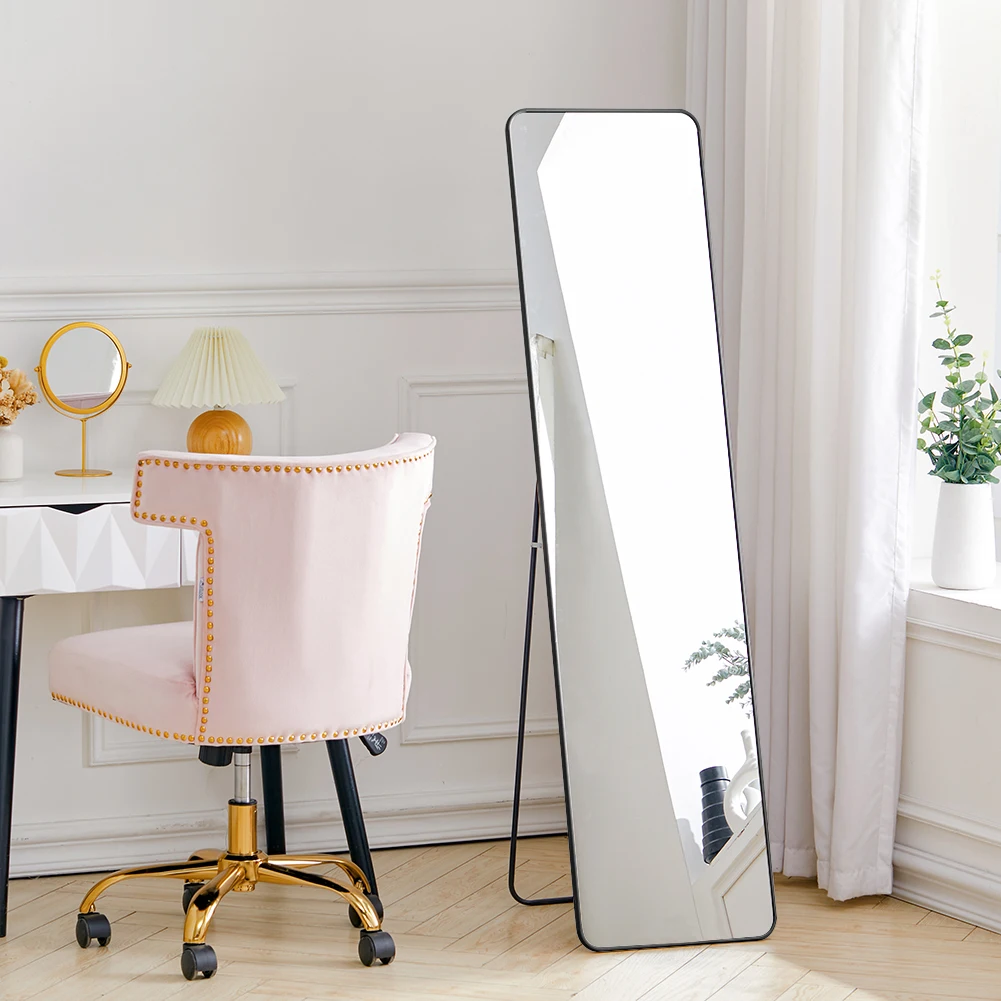 Arched metal length floor mirror bedroom living room Dressing Cream Girls Mirror Modern Simple Full Body Frame Mirror