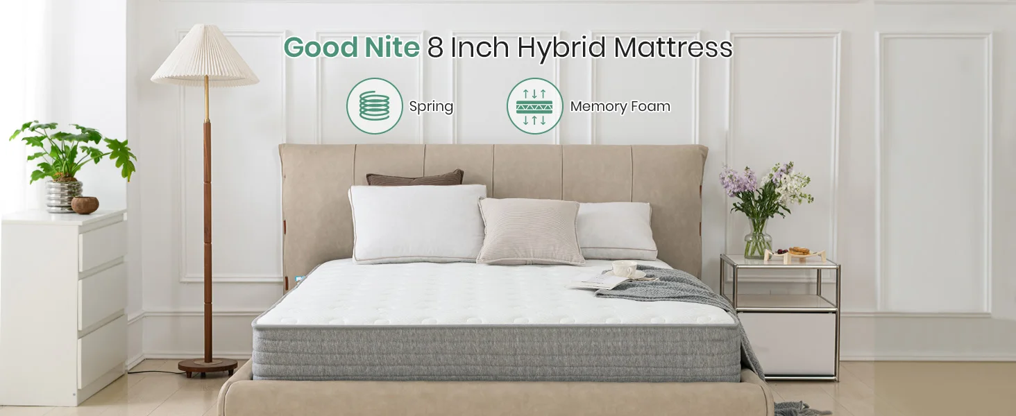 Good Nite 8" Luxury Hybrid Mattress - Small Double 4FT with Cooling Gel Foam & Pocket Springs, Euro-Top Design
