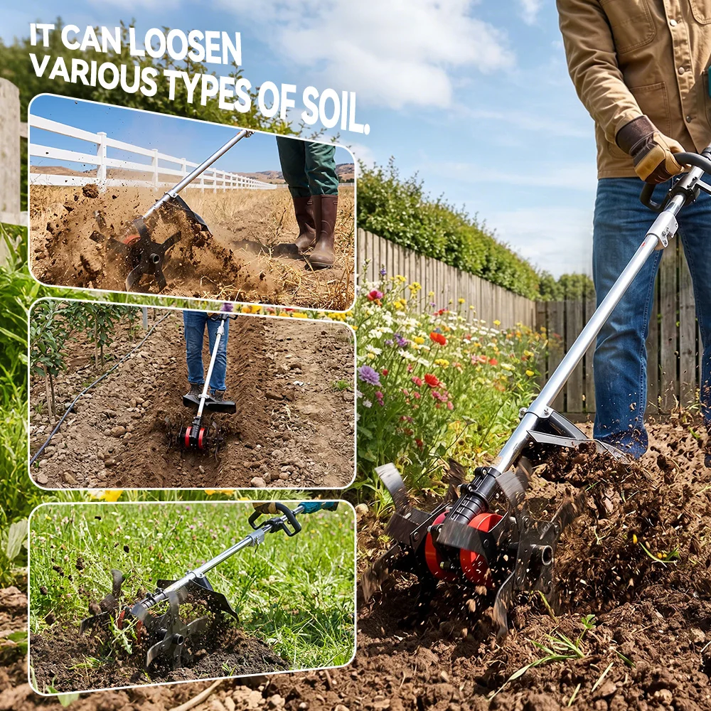 ONEVAN Brushless 2in1 Electric Tiller Cultivator Rototiller Cordless 9inch Lawn Mower Garden Tool For Makita 18V Battery Pin