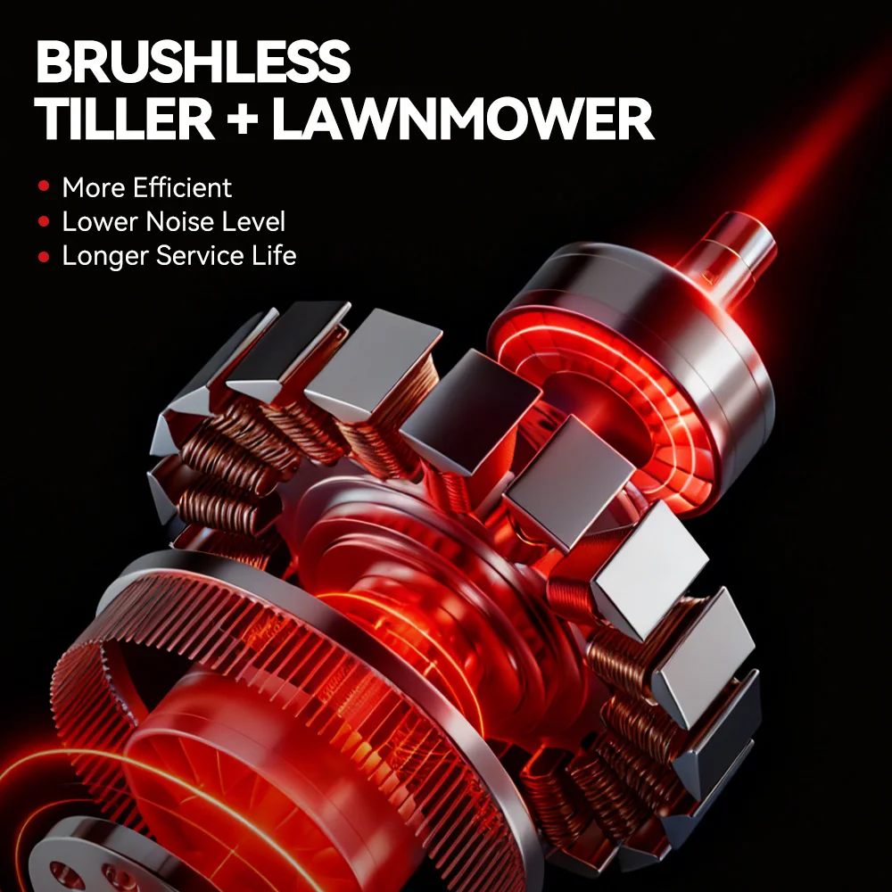 ONEVAN Brushless 2in1 Electric Tiller Cultivator Rototiller Cordless 9inch Lawn Mower Garden Tool For Makita 18V Battery Pin