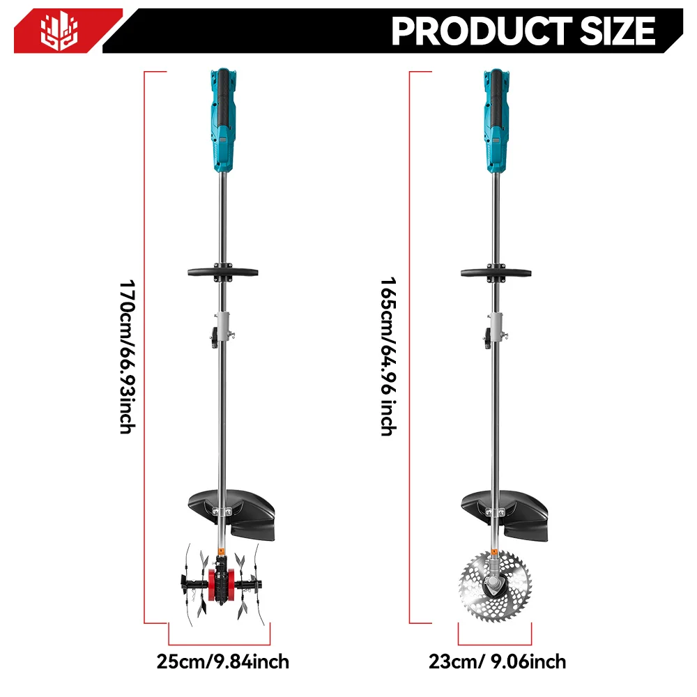 ONEVAN Brushless 2in1 Electric Tiller Cultivator Rototiller Cordless 9inch Lawn Mower Garden Tool For Makita 18V Battery Pin