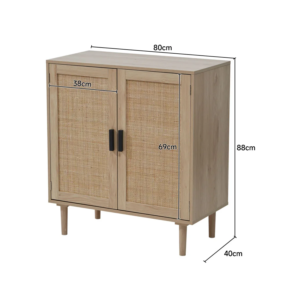 Modern rattan double door dining cabinet living room side cabinet double door storage cabinet kitchen cabinet