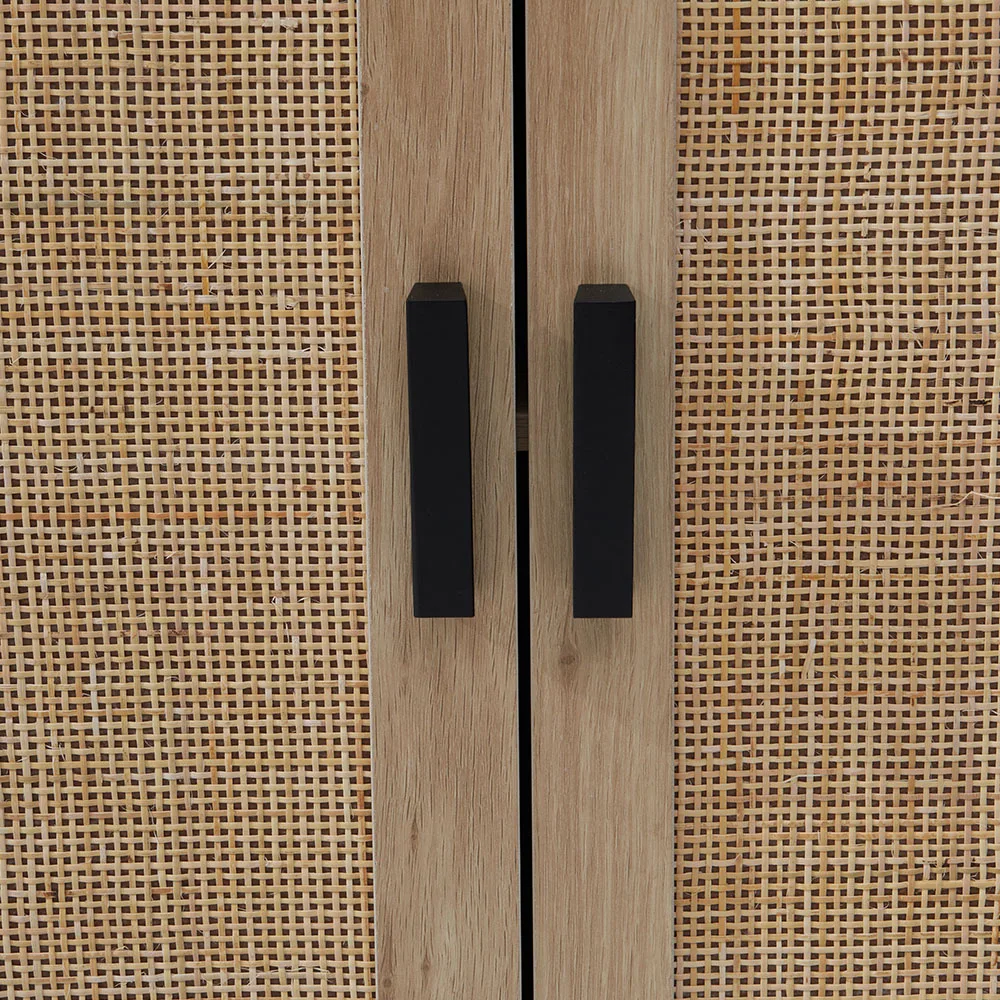 Modern rattan double door dining cabinet living room side cabinet double door storage cabinet kitchen cabinet