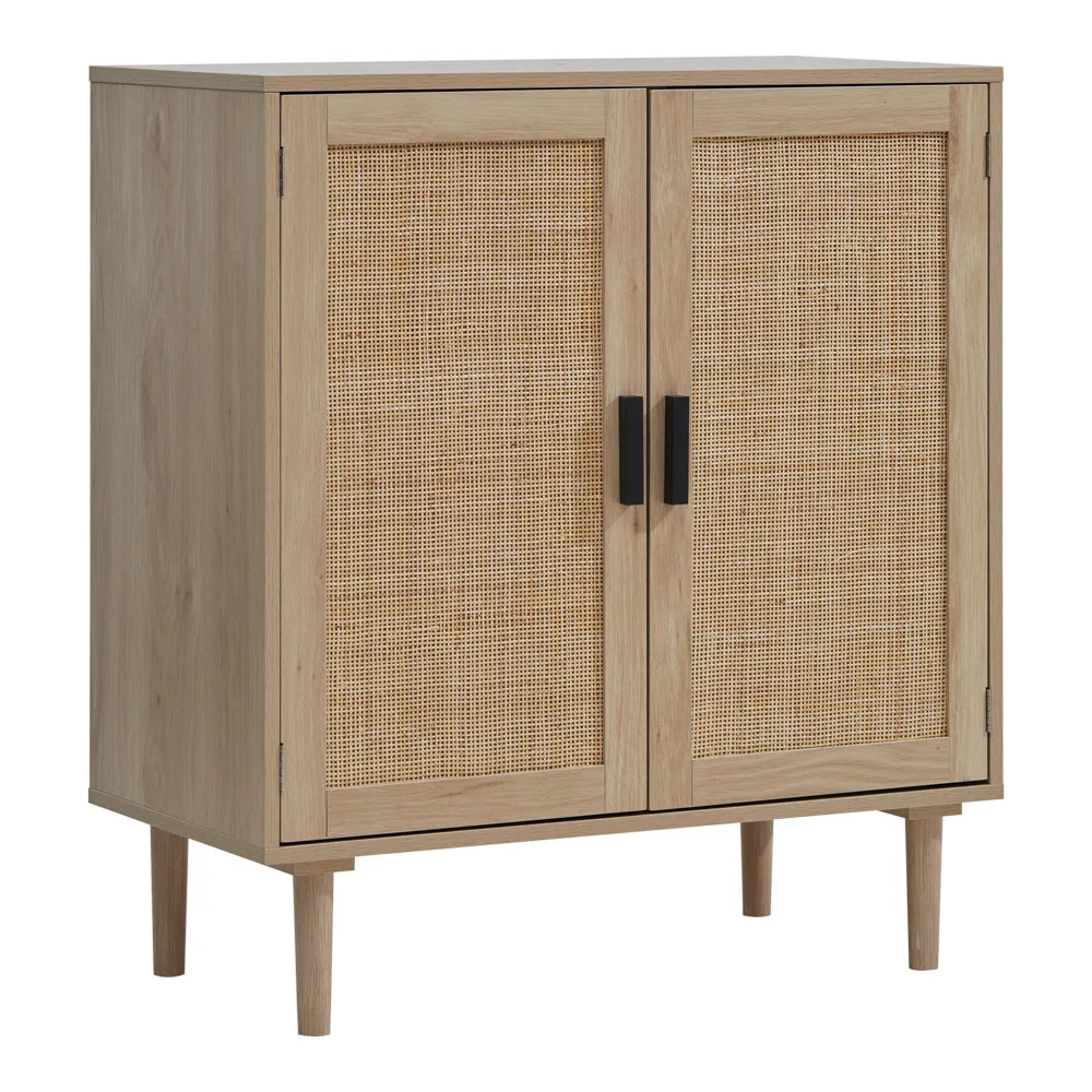 Modern rattan double door dining cabinet living room side cabinet double door storage cabinet kitchen cabinet