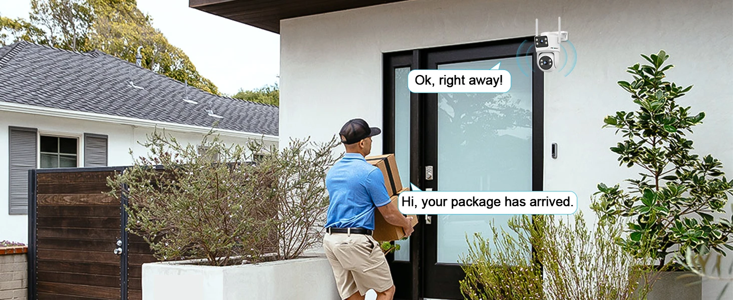 GENBOLT PTZ WiFi Security Camera Outdoor, CCTV Camera with Dual View, Lens Home Surveillance IP Camera with Color Night