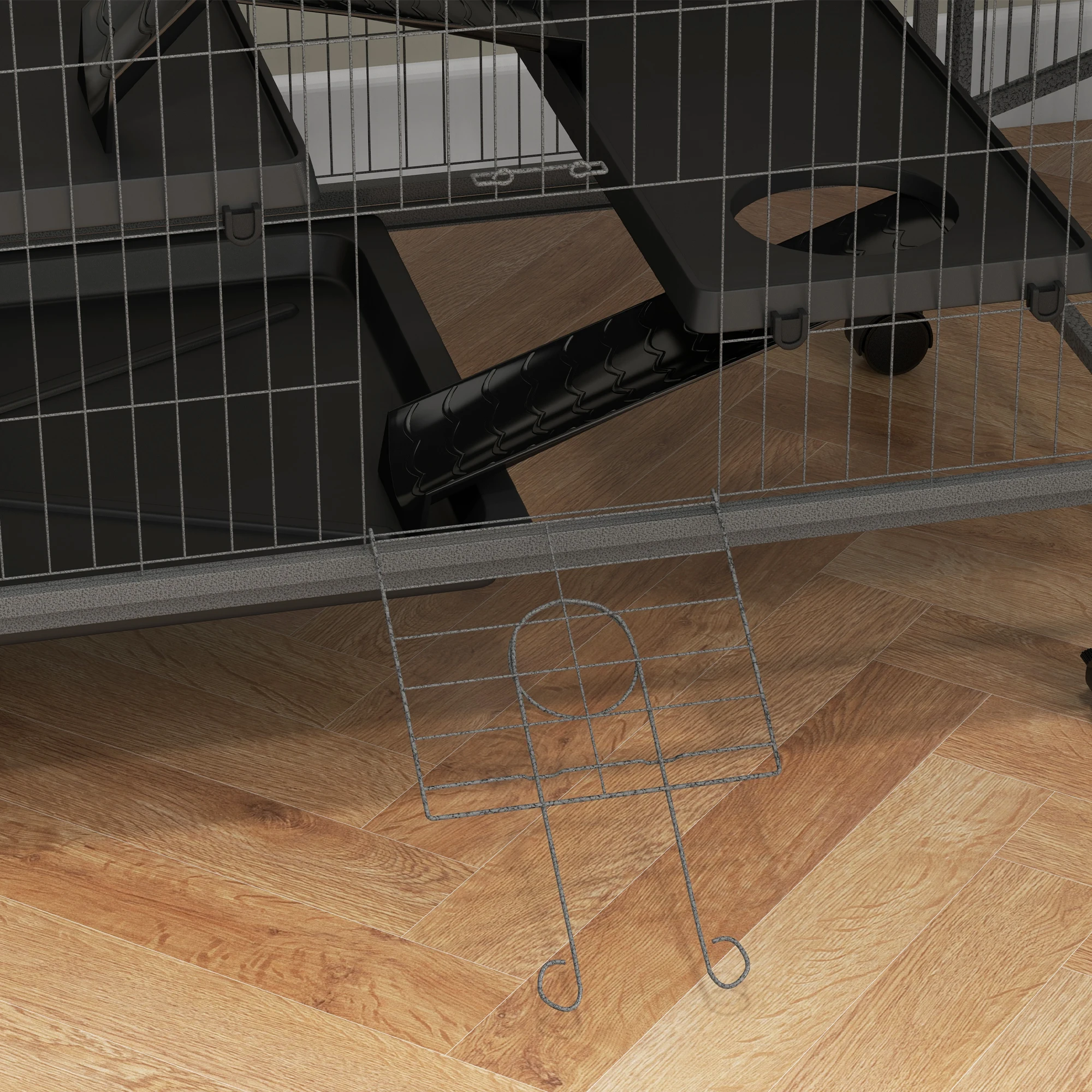 PawHut Small Animal Cage for Chinchilla Ferret Kitten on Wheels, Grey