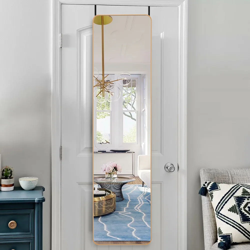 Haodirect Full Length Mirror with Rounded Corners for Hanging on Doors, Wall-mounted Dressing Mirror for Bedroom and Living Room
