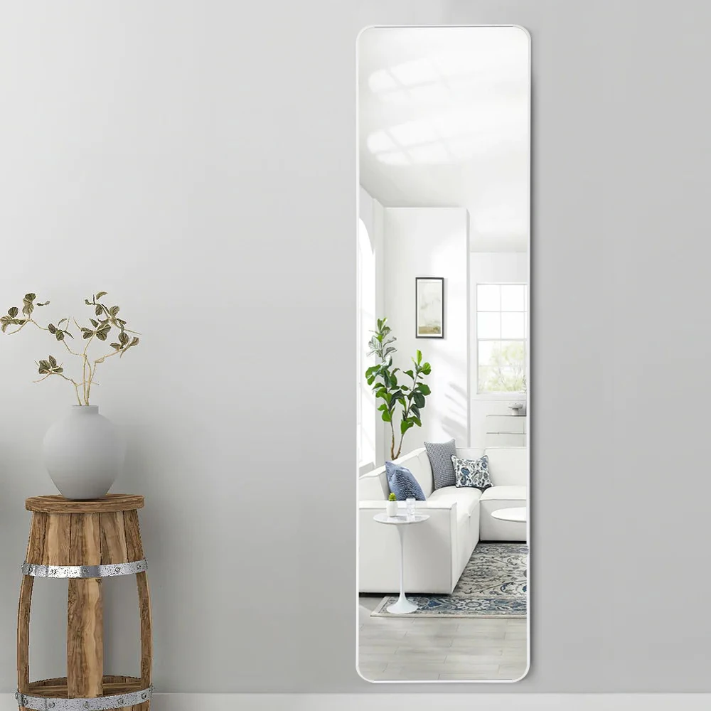 Haodirect Full Length Mirror with Rounded Corners for Hanging on Doors, Wall-mounted Dressing Mirror for Bedroom and Living Room