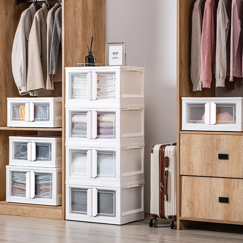 【Lifeideas】Double-Door Collapsible Storage Organizer Box with Wheels Livingroom Bedroom Clothes Books Toys