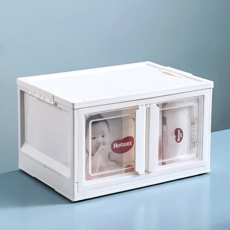【Lifeideas】Double-Door Collapsible Storage Organizer Box with Wheels Livingroom Bedroom Clothes Books Toys