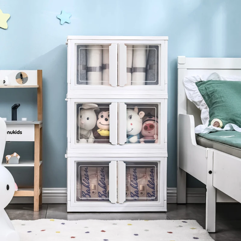 【Lifeideas】Double-Door Collapsible Storage Organizer Box with Wheels Livingroom Bedroom Clothes Books Toys