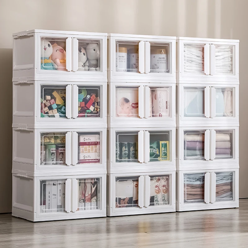 【Lifeideas】Double-Door Collapsible Storage Organizer Box with Wheels Livingroom Bedroom Clothes Books Toys