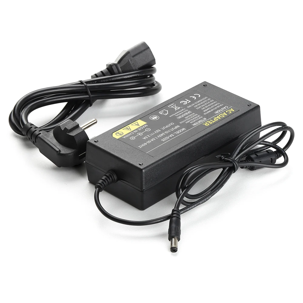 Techage 52V 2.5A Power Adapter Wall Charger AC 100-240V Power Supply Wall Plug DC 5.41mm EU Plug for Security CCTV POE NVR