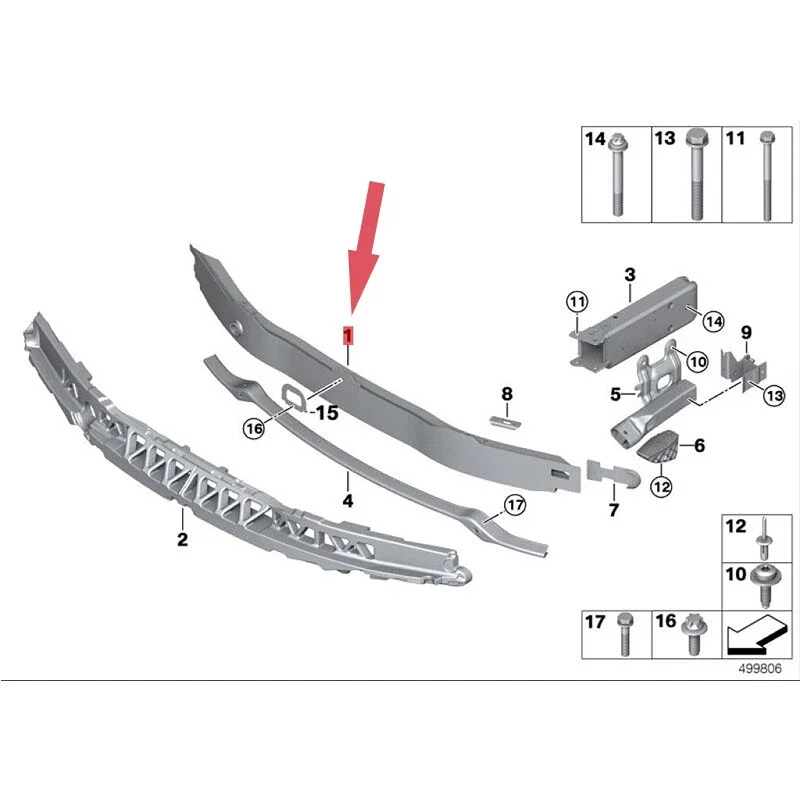 For BMW 3 4 Series F30 F31 Front Bumper Skeleton F32 F34 FRONT BUMPER REINFORCEMENT CRASH BAR Automotive Head Buffer Strengthen