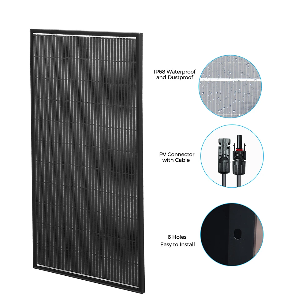 18V 200W Solar Panel Battery Charger Lightweight Photovoltaic Monocrystalline Module House Car RV Yacht Lights Pump Power Supply