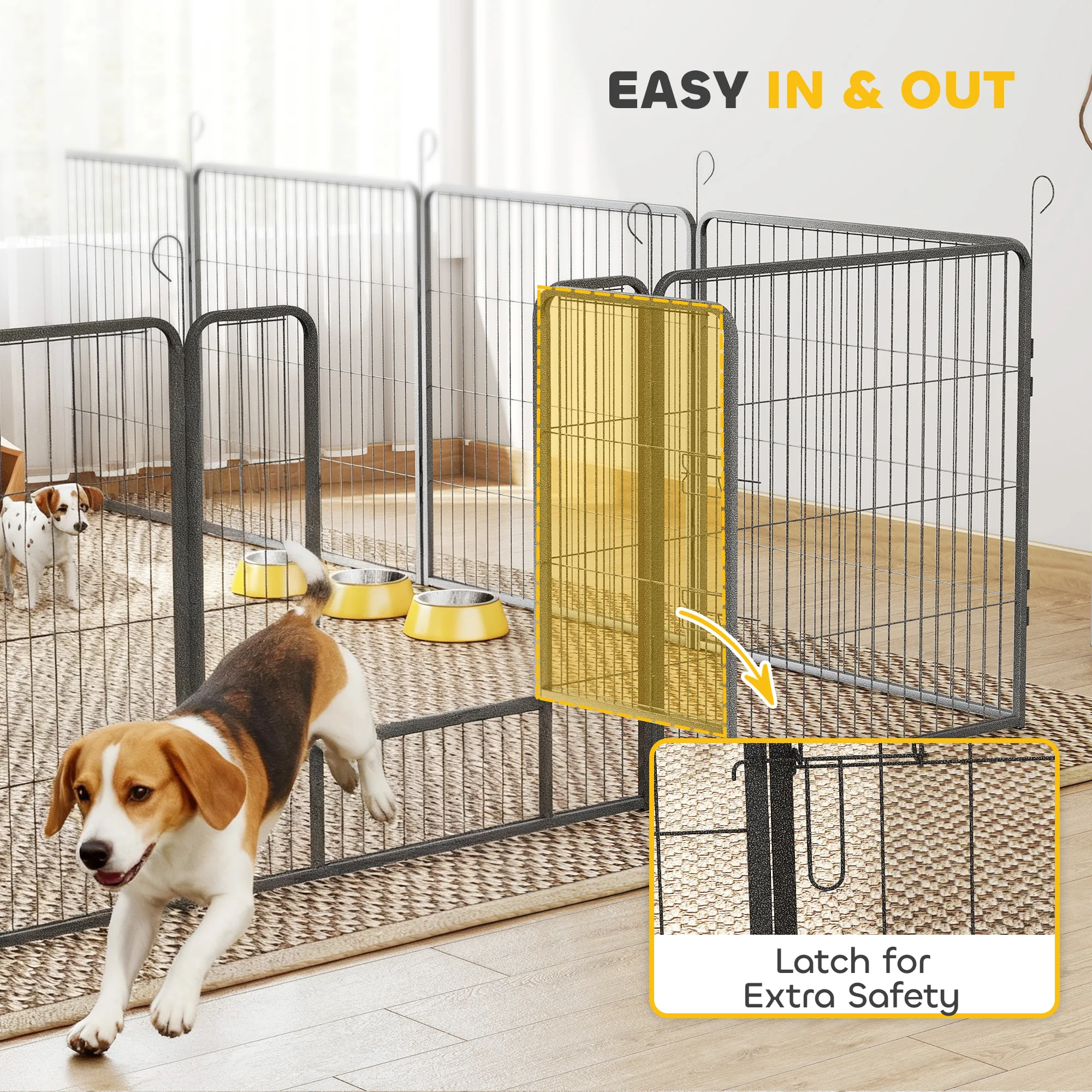 PawHut 16 Panels Heavy Duty Puppy Play Pen for Small, Medium Dogs 80Hcm